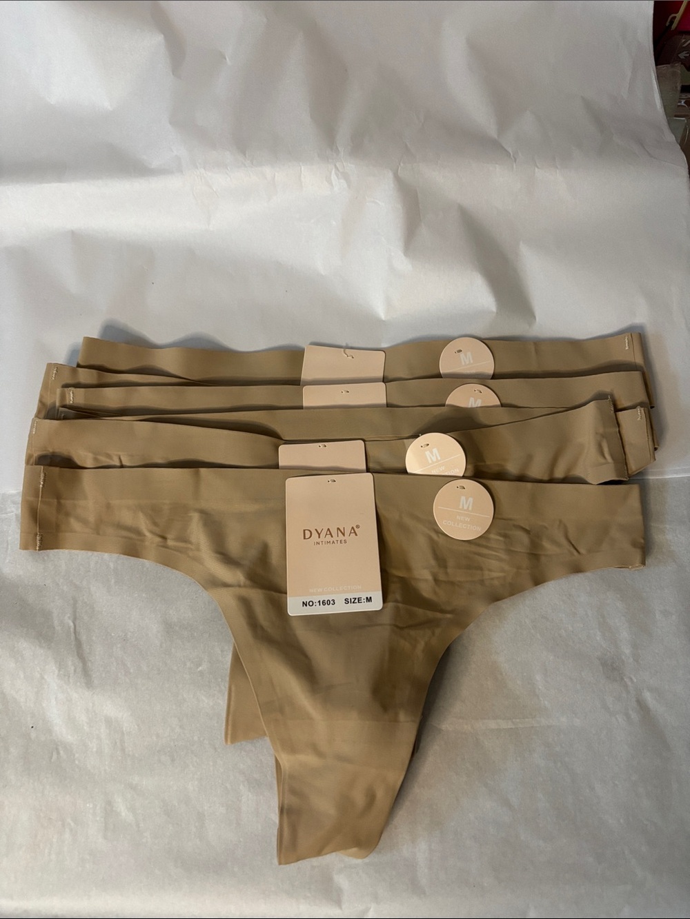 6 Pair Seamless Thong Panty - Nude Brown (Medium)